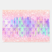 Holografisch rosa Glitzer Tropfen Geschenkpapier Set (Vorderseite 2)