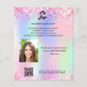 Holografisch rosa Glitzern Foto qr Flyer (Vorne)