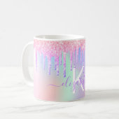 Holografisch rosa lila Bezeichnung Kaffeetasse (Vorderseite Links)