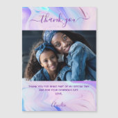 Holografisch rosa lila Foto danke Magnet (Vorderseite)