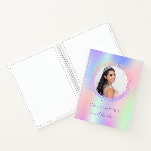 Holografisch rosa lila Foto Notizblock (Innenseite)