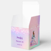 Holografisch rosa lila Foto Sweet 16 Geschenkschachtel (Geöffnet)