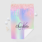 Holografisch rosa lila Glitzer Golfhandtuch (Insitu)