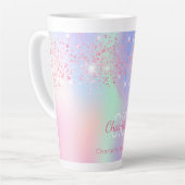 Holografisch rosa lila Glitzer Minze Milchtasse (Linke Ecke)