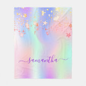 Holografisch rosa lila Goldsternschrift Fleecedecke (Vorderseite)