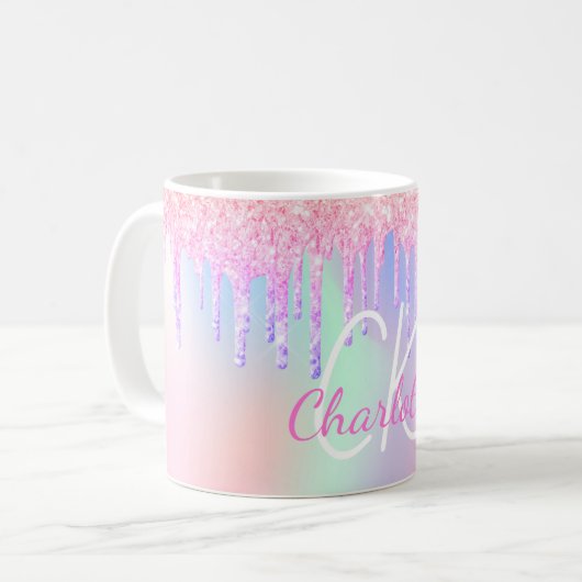 Holografisch rosa lila Minzgrün Kaffeetasse (Vorderseite Links)