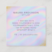 Holografisch rosa Lila Modernes Monogramm-Elegant Quadratische Visitenkarte (Rückseite)