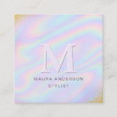 Holografisch rosa Lila Modernes Monogramm-Elegant Quadratische Visitenkarte (Vorderseite)