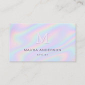 Holografisch rosa Lila Modernes Monogramm-Elegant Visitenkarte (Vorderseite)