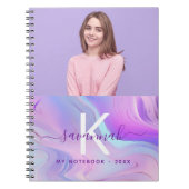 Holografisch rosa lila Monogramm des benutzerdefin Notizblock (Vorderseite)