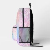 Holografisch rosa lila Monogrammbezeichnung Bedruckter Rucksack (Rechts)