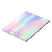 Holografisch rosa lila Monogrammbezeichnung Notizblock (Rotiert)