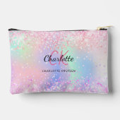 Holografisch rosa lila Monogrammbezeichnung Zubehörtasche (Rückseite)
