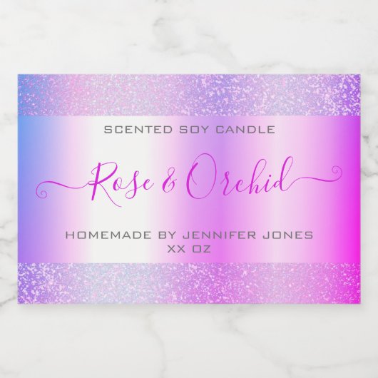 Holografisch rosa Lila Ombre Glitzer Packaging Lebensmitteletikett (Einzelnes Label)