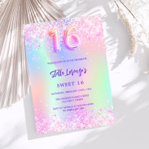 Holografisch rosa lila Sweet 16