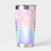Holografisch rosa Logo Thermobecher (Links)