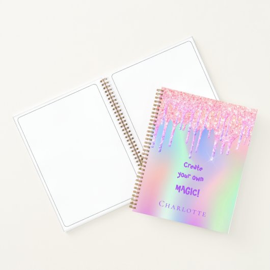 holografisch rosa Tropfen in Sketchbook magisches Notizblock (Innenseite)