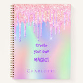 holografisch rosa Tropfen in Sketchbook magisches Notizblock (Vorderseite)