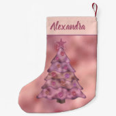 Holografisch rosa Weihnachtsbaum Doppelseitiger Na Kleiner Weihnachtsstrumpf (Rückseite)