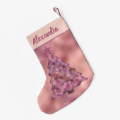 Holografisch rosa Weihnachtsbaum Doppelseitiger Na Kleiner Weihnachtsstrumpf (Rückseite (Hängend))