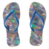holografisch silberne Flip Flops Schuhe Sandalen (Fußbett)