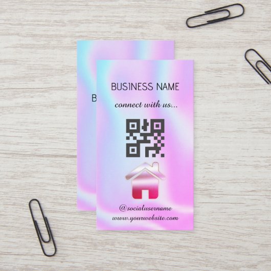 Holografisch - Social Media QR Code Business Card Visitenkarte (Vorderseite/Rückseite Beispiel)