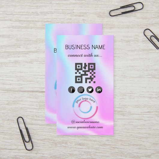 Holografisch - Social Media QR Code Business Card Visitenkarte (Vorderseite/Rückseite Beispiel)