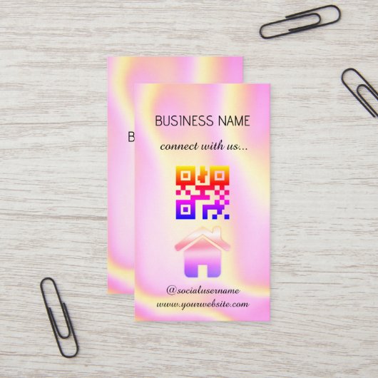 Holografisch - Social Media QR Code Business Card Visitenkarte (Vorderseite/Rückseite Beispiel)