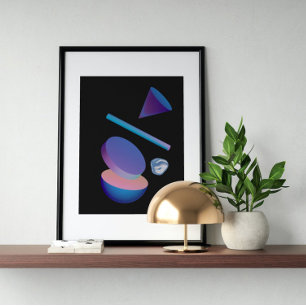 Holografische 80er Moderne Zukunftskunst Poster