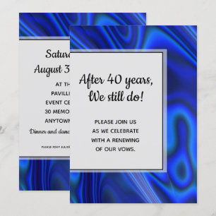 Holografische Blaue Abalone-Schalen-Fraktal-Ehegel Einladung