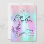 Holografische botanische Imitate Rosa Glitzer Einladung (Vorderseite)