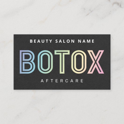 Holografische Botox Filler Anleitung Nachsorge Visitenkarte (Vorderseite)