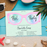 holografische Brille des tropischen Party Sweet 16 Einladung<br><div class="desc">Moderne Party holografische Gläser Sweet 16 mit niedlichem und schicken trendigen rosa und holografische Sonnenbrille auf einem hellgrünen Hintergrund,  kann die Farbe geändert werden. Eine lustige und coole Party Einladung</div>