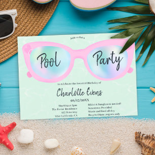 holografische Brille des tropischen Party Sweet 16 Einladung