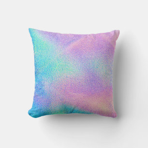 Holografische echte Textur in blauen rosa grünen F Kissen