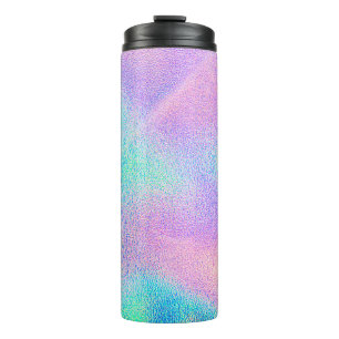 Holografische echte Textur in blauen rosa grünen F Thermosbecher