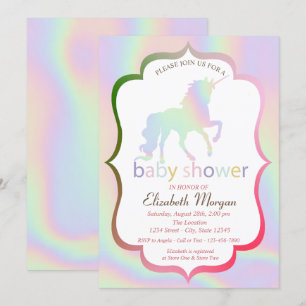 Holografische Einhorn-Baby-Party-Einladung Einladung