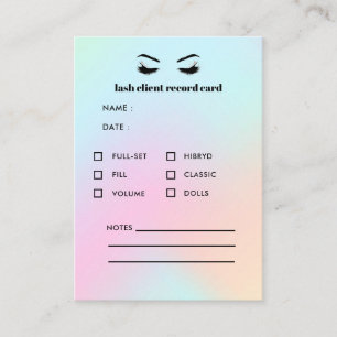 Holografische Eyelash Extension Client Consulting Visitenkarte