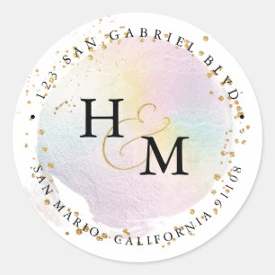 Holografische Farben Gold Schrift Ampersand Runder Aufkleber