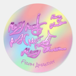 Holografische Farbtherapie Merry Christas aus dem  Runder Aufkleber