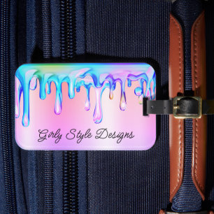 Holografische Farbtropfen Pastell-Regenbogen-Ombre Gepäckanhänger