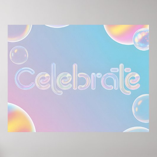 Holografische Feier: "Feiern"-Typografie Poster (Vorne)