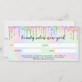 Holografische Geschenkkarte Einhorn Glitzer Tropfe (Rückseite)