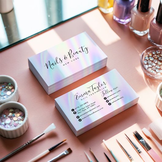 Holografische Glam abstrakt irisierend Visitenkarte