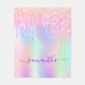 Holografische Glitzer-Tropfen einhornen Regenbogen Fleecedecke (Vorderseite)