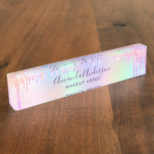 Holografische Glitzer-Tropfen vereinen Regenbogens Namensplakette