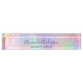 Holografische Glitzer-Tropfen vereinen Regenbogens Namensplakette (Vorderseite)