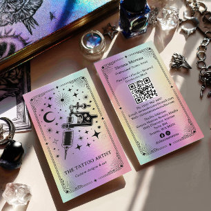 Holografische himmlische Tarot-Tätowierer-QR Visitenkarte