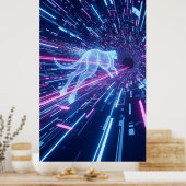 holografische Hundengallops durch einen neonbeleuc Poster (Küche)