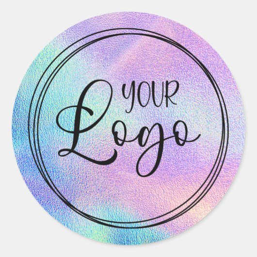 Holografische Imitate Aqua Rainbow Foil Logo Runder Aufkleber (Vorderseite)